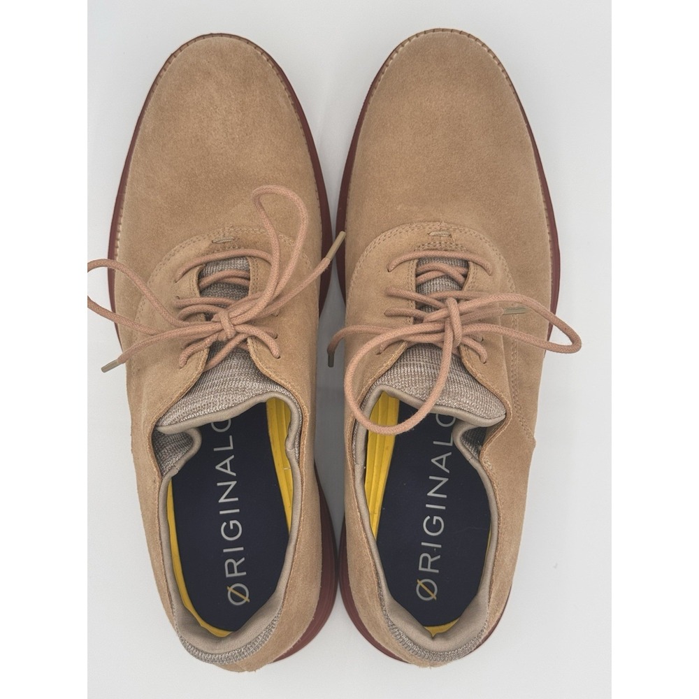 Cole Haan Original Grand Mens 11.5 M Tan Suede Oxford Shoes  Brick Red Sole - Picture 4 of 13